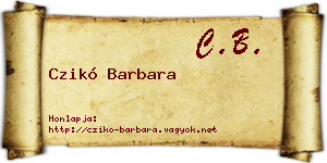 Czikó Barbara névjegykártya